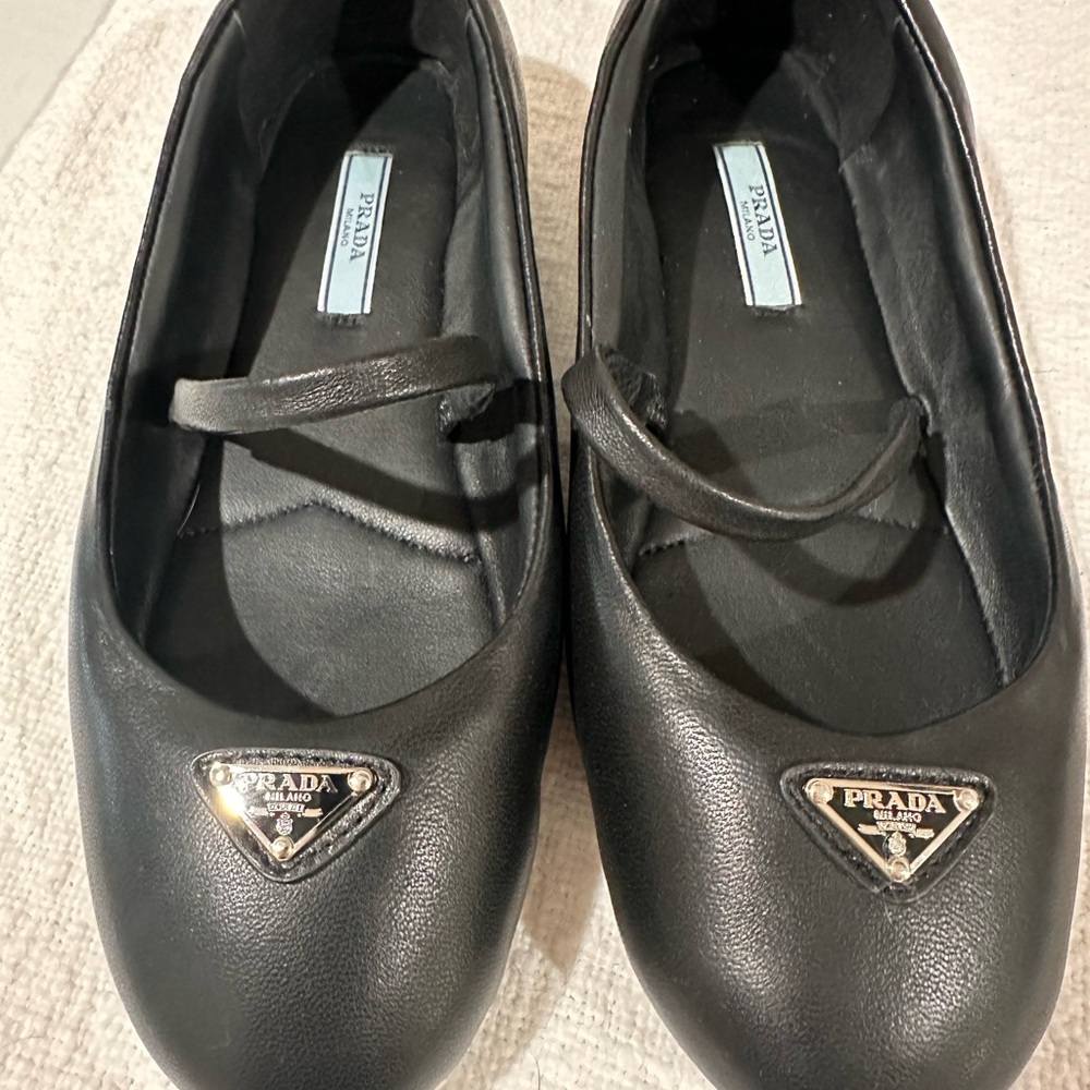Black Leather Mary Jane Flats size 36